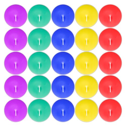 Multicolor Tealight Candles 25 Pack - Smokeless 4-Hour Burn, DIY Decor