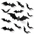 Halloween Bat Wall Decals Set - 120 3D Black Stickers for Indoor & Outdoor Decor