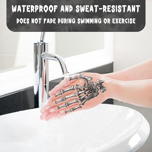 Halloween Face Tattoos Set - Waterproof Skeleton Zombie Clown Designs for Costume Makeup