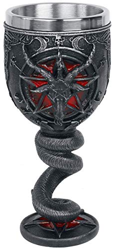 Gothic Baphomet Goblet 16cm Resin with Stainless Steel Insert - Black