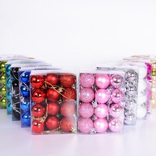 24PCS Mini Orange Christmas & Halloween Ornaments - Shatterproof Plastic Decorative Hanging Balls, 1.2 Inches