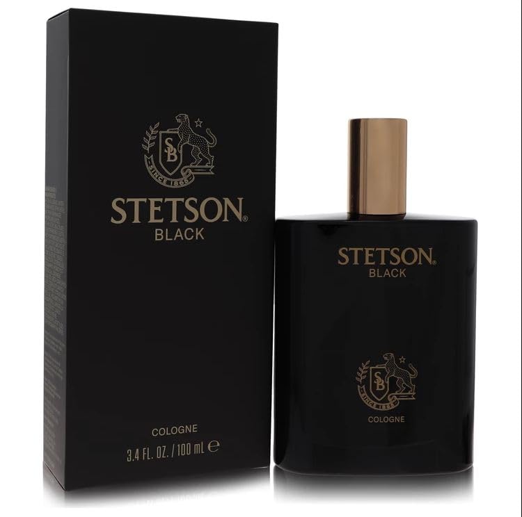 Stetson Black Cologne for Men - Woody & Spicy Fragrance with Sandalwood & Suede - 3.4 Fl Oz