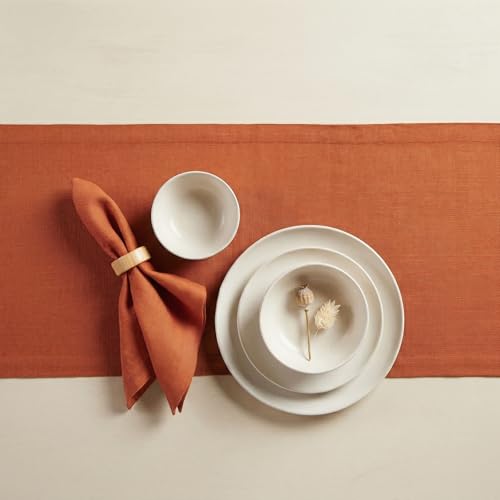 Pure Linen Table Runner Cinnamon 14 x 48 in - Handmade, Medium Weight, OEKO-TEX Certified