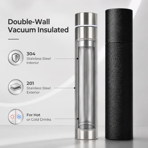 Slim Stainless Steel Vacuum Insulated Water Bottle 8.8oz - Silver