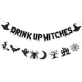 Halloween Witch Banner Garland - 2Pcs Glitter Black Witch Party Decorations with Variation: Black