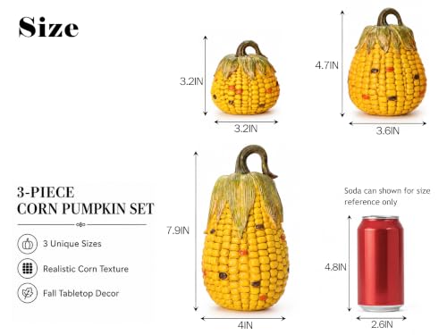 Fall Pumpkin Decorations 3-Piece Farmhouse Autumn Decor for Thanksgiving