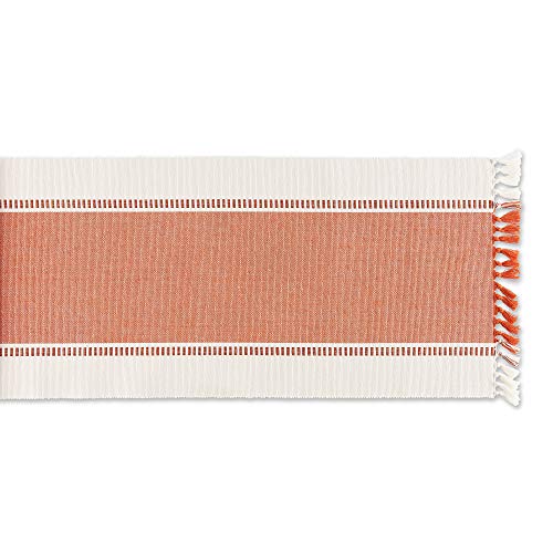 DII Dobby Stripe Table Runner - 13x72 Burnt Orange & Cream Variation