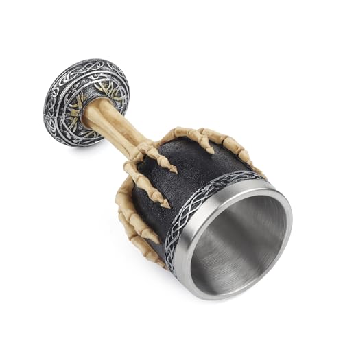 Skeleton Chalice Wine Goblet - Stainless Steel Skull Drinkware with Fingers Variation