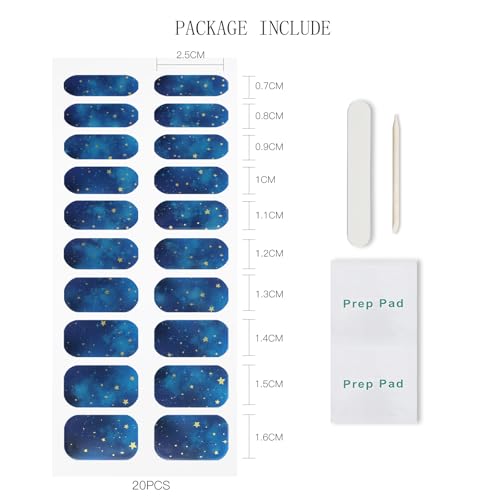 Semi Cured Gel Nail Strips - Star Pattern Nail Art Stickers, 20 Sheets