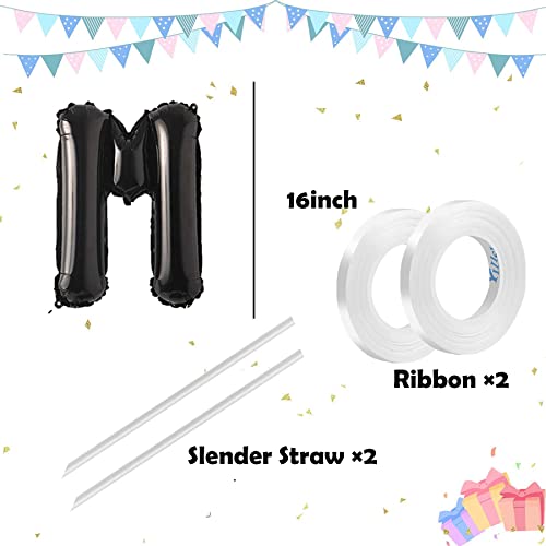 16 Inch Black Foil Letter Balloons Set - Alphabet A-Z for Wedding & Party Decorations