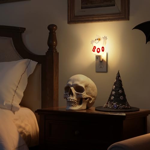 Halloween Ghost Night Light Plug-in Wall Light - Warm White, 2 Pack