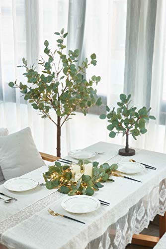 Lighted Eucalyptus Tree 4FT - Plug-in Artificial Greenery with 160 Warm White LEDs for Holiday & Party