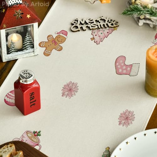 Gingerbread Man Xmas Table Runner 13x72 Inch - Pink Variation of THIS Listing