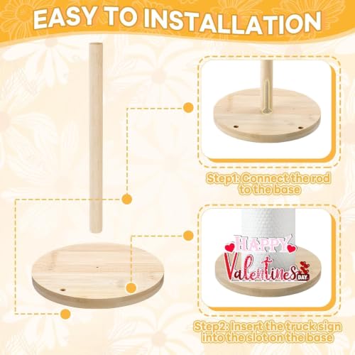 Interchangeable Bamboo Paper Towel Holder with 10 Holiday Signs - Classic