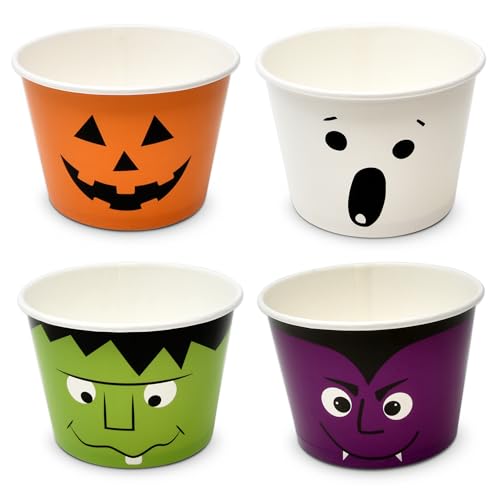60 Pcs Halloween Dessert Cups 10oz Disposable Paper Snack Bowls for Parties