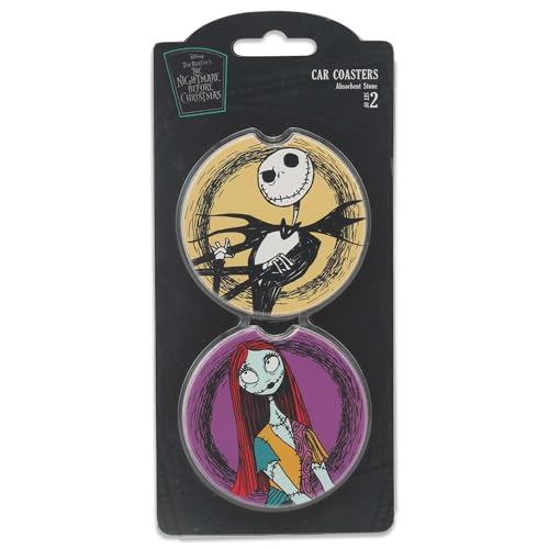 Purple Ceramic Car Coasters Set - The Nightmare Before Christmas Jack & Sally