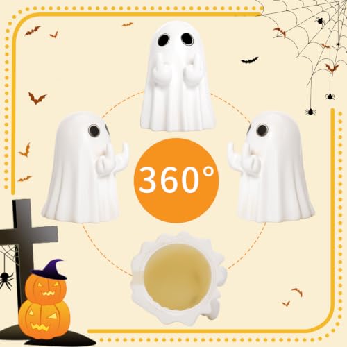 White Halloween Ghost Figurine - Spooky Resin Decor for Home & Garden