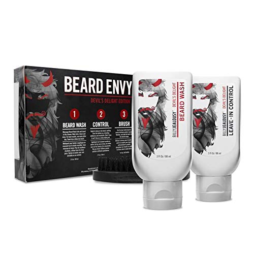 Billy Jealousy Devil's Delight Beard Envy Facial Hair Refining Kit with Beard Wash Facial Hair Control and Boar Bristle Brush for Clean, Hydrated, Soft, Tamed Unruly Mane