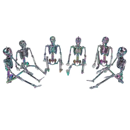 Halloween Skeleton Decorations - Oil Slick Style, 16 Inch, 6 Pack