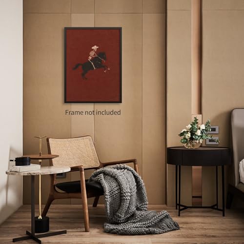 Retro Western Skeleton Cowboy Wall Art Poster 14x11 Unframed - Bucking Bronco Print