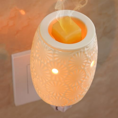 Egg Ceramic Wax Melt Warmer - Night Light Plug-in Scented Wax Burner with Two Bulbs
