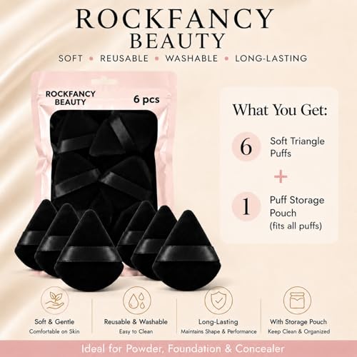 6Pcs Triangle Powder Puffs for Loose & Foundation Makeup - Precise & Soft Application