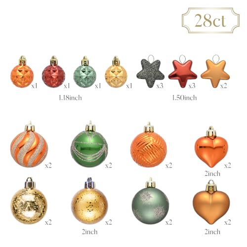Valery Madelyn 28-Piece Fall & Christmas Tree Ornament Set - Orange & Green Variation