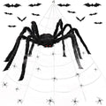 Halloween Giant Spider Decorations Set with Small Spiders and Bat for Yard & Party