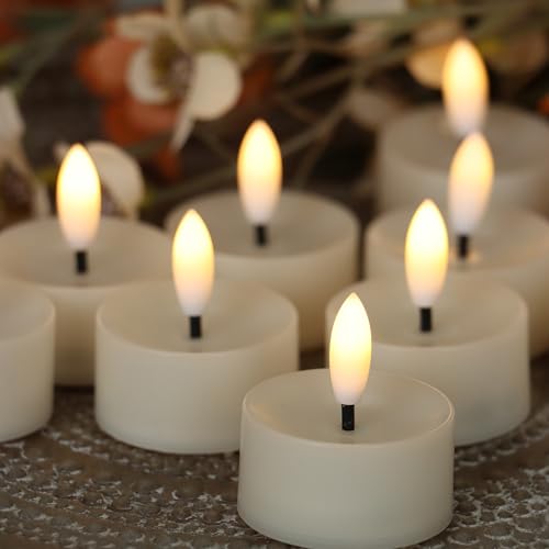 24 Pack Flameless LED Tea Lights with Black Wick, Battery Operated, Warm White