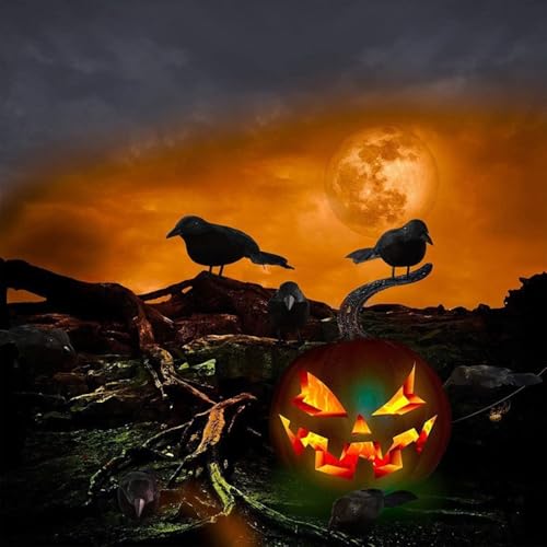 Realistic Black Feathered Crow Decoration for Halloween Home & Garden