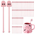 30 Pcs Halloween Pink Ghost Drink Stirrers - Fall Cocktail Swizzle Sticks