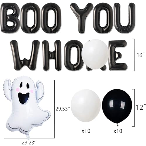 22 PCS Halloween Balloon Decorations Boo You Who Set - Party Supplies