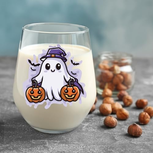 Halloween Ghost Pumpkin Wine Glass 15 Oz - Spooky Fall Gift for Women & Friends - Variation: Ghost
