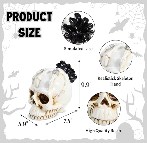 Life Size Halloween Skull Decoration with Skeleton Hand - Gothic Haunted House Decor