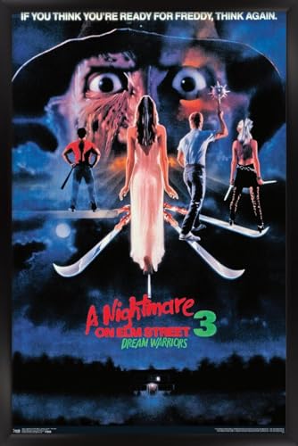 Nightmare on Elm Street 3 Dream Warriors Wall Poster - Framed, 22.375" x 34" Black Frame
