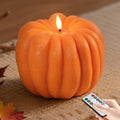 Orange Flameless Pumpkin Candle with Timer - LED Fall Decor for Mantel & Table Setting