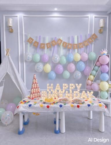 Pastel Rainbow Balloons with Polka Dot Design - Adeyoo, 12 Inch, 50 Pcs, No Mess Confetti Effect