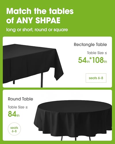 Disposable Plastic Tablecloth 54x108 Inch - Black, 20 Pack, Rectangular Variation