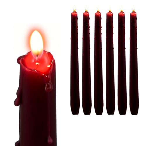 Halloween Bleeding Taper Candles - Vampire Tears Effect, 10 Inch, Set of 6