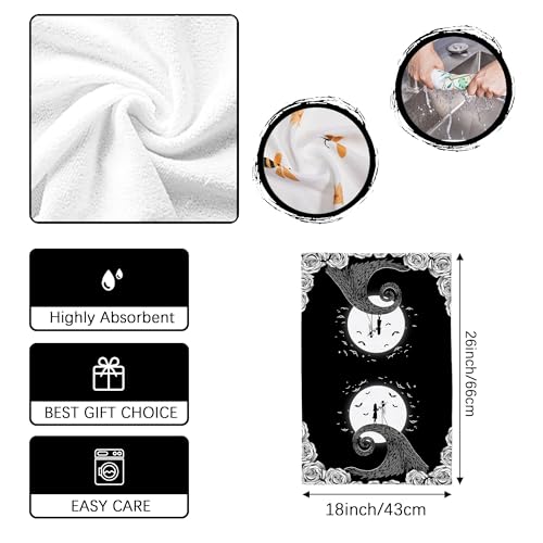 White Halloween Kitchen Towels 18x26 Inches 2-Pack Spooky Home Party Decor