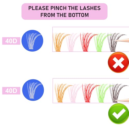 Colored Lash Clusters - Wispy Rainbow Eyelash Extensions 13/15mm - 40D-D-Mix13/15
