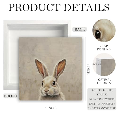 Rustic Easter Bunny Wooden Desk Sign - Holiday Farmhouse Home Decor - Variation 002