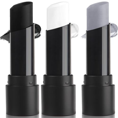 Face Body Paint Stick Set - Black White Light Grey Halloween Skeleton Clown Cosplay