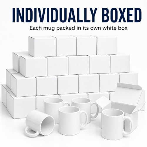 36 Pack 11oz White Ceramic Sublimation Mugs - Heat Press Ready, Dishwasher & Microwave Safe