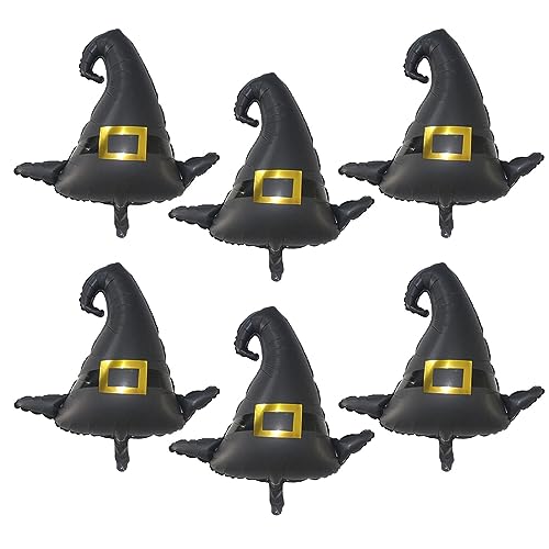 Halloween Witch Hat Foil Balloons - 6 Pack Jumbo Party Decorations