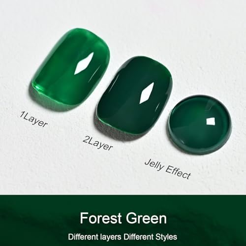 15ML Deep Green Gel Nail Polish - Same Color, Soak Off, Long-Lasting Manicure