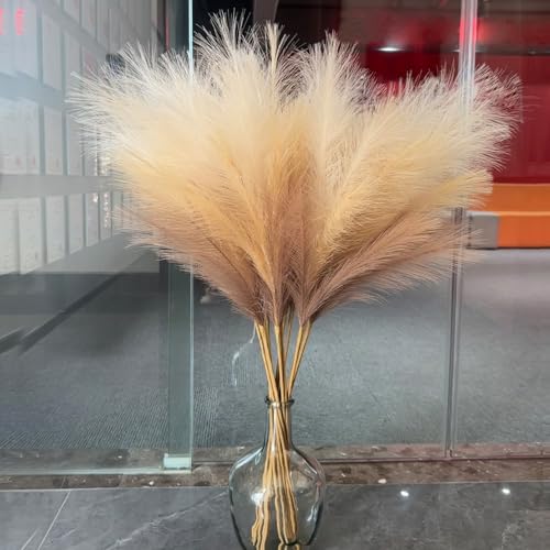 Faux Pampas Grass Tall Decor - 38 Inch, 10 Stems, Beige & Coffee