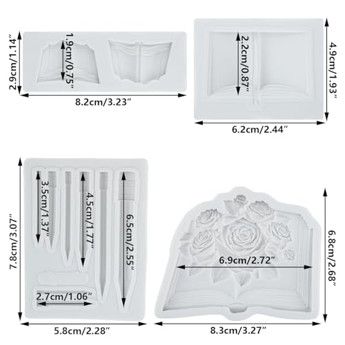 Back to School Silicone Mold Set - Book & Pencil Fondant Cake Decorating - Style G