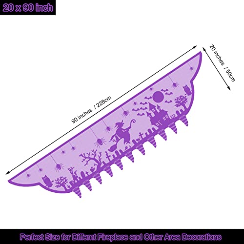 Halloween Mantle Scarf Lace Decoration Haunted House Ghost Witch Hat - Purple