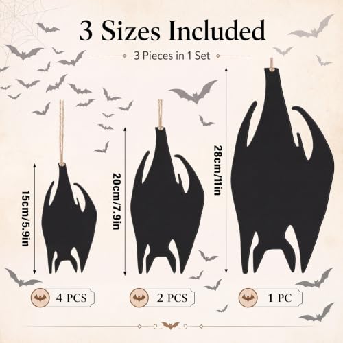Halloween Metal Bat Decorations Set - 7 Pcs Outdoor Hanging Spooky Decor